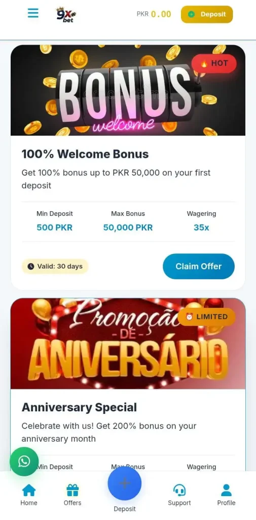 9XBet Bonus